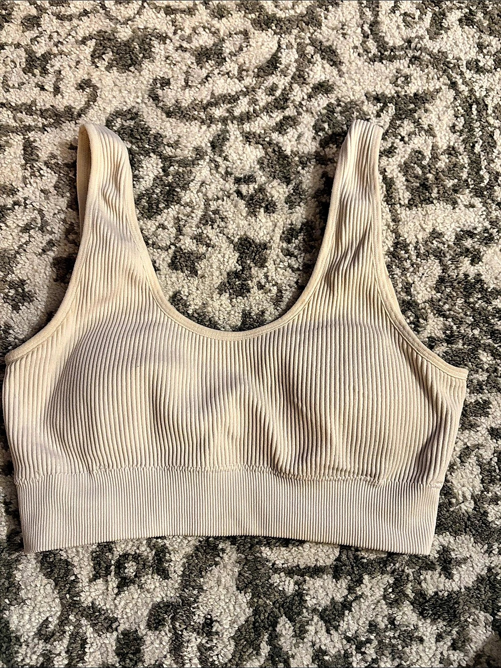 aerie Superchill Seamless Rib Padded Scoop Bralette Cream Small